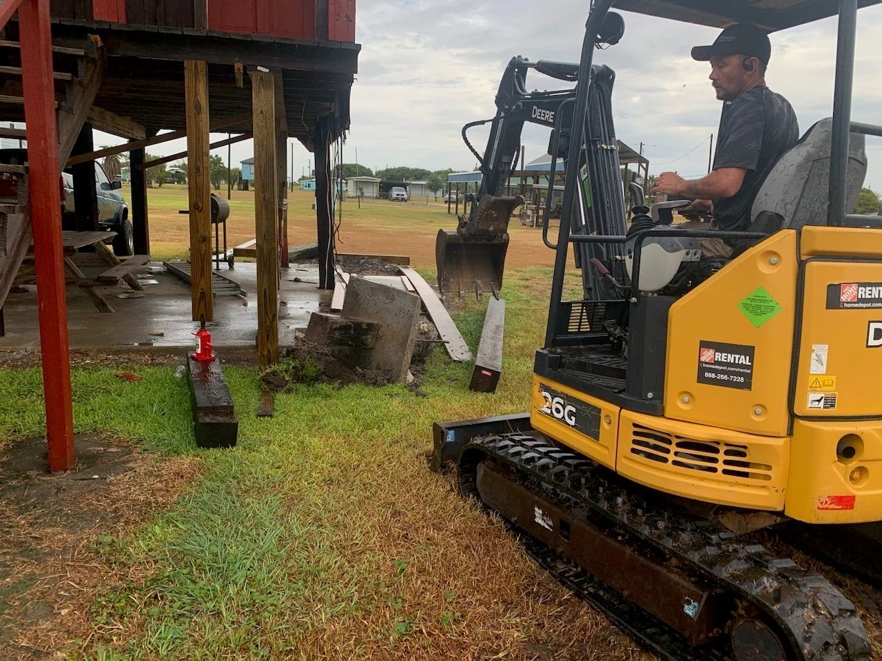 New pilings — equipment on site — Skystone Homes LLC project