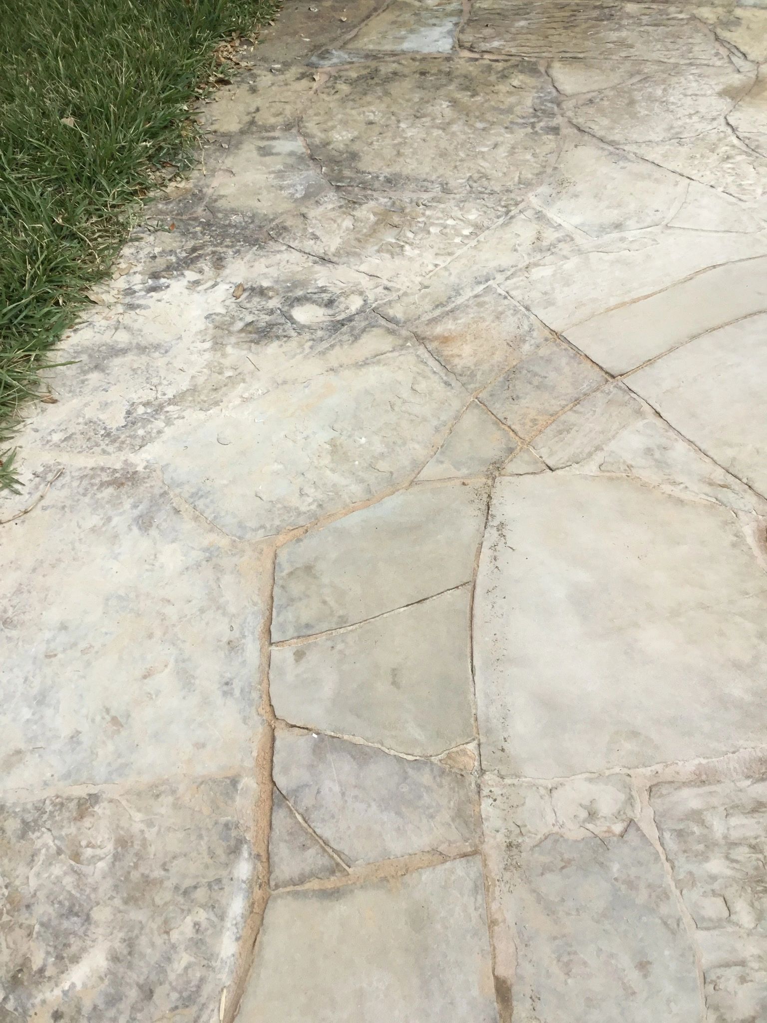 Exterior stone regrouting — close-up — Skystone Homes LLC project